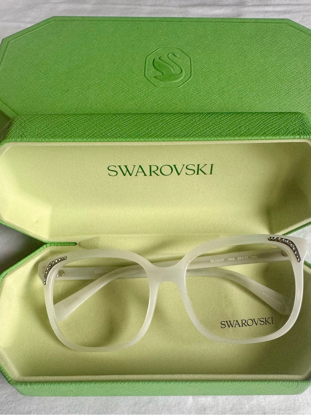 Swarovski RX Frosted White Crystal-Trim Women's Eyeglass Frames